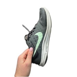 Nike Women's Downshifter Gray Green Running Shoes Lace Up Size 9.5